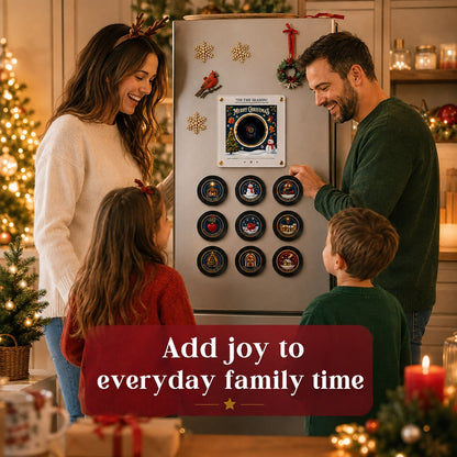 Christmas Music Fridge Magnet Player | 9 Mini Vinyl Records