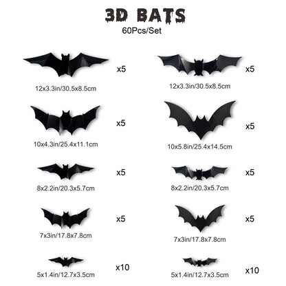 3D LED Halloween Bat Wall Stickers | Glow In The Dark Spooky Decorations For Home, Window & Party Decor