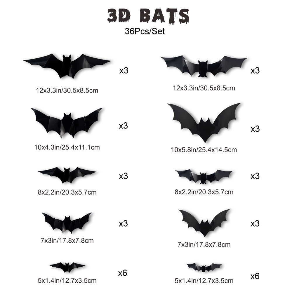 3D LED Halloween Bat Wall Stickers | Glow In The Dark Spooky Decorations For Home, Window & Party Decor