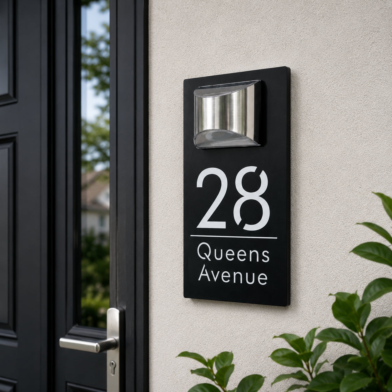 Personalized Solar House Number Sign | Modern LED Address Plaque for Front Door