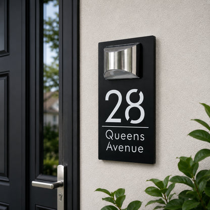 Personalized Solar House Number Sign | Modern LED Address Plaque for Front Door