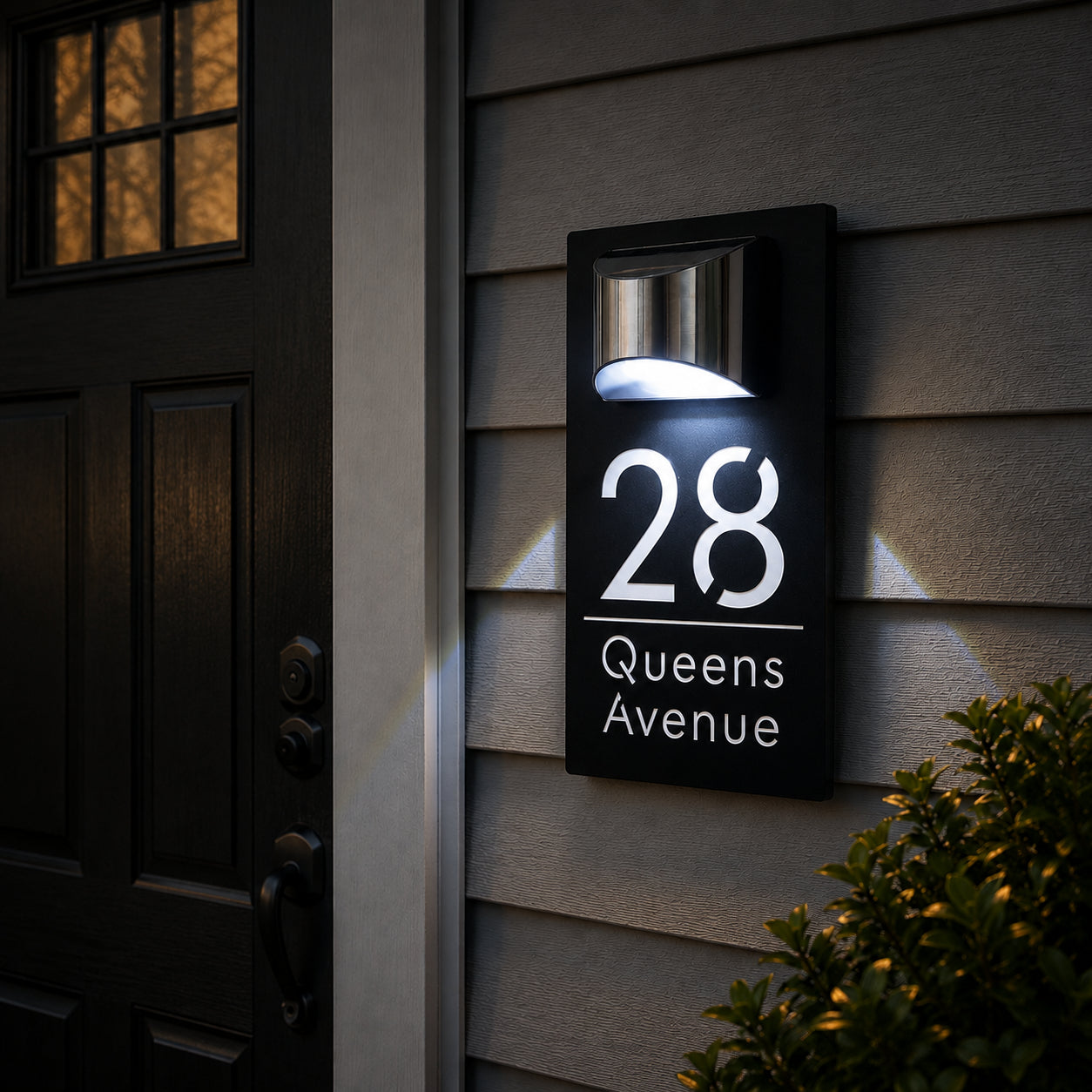 Personalized Solar House Number Sign | Modern LED Address Plaque for Front Door