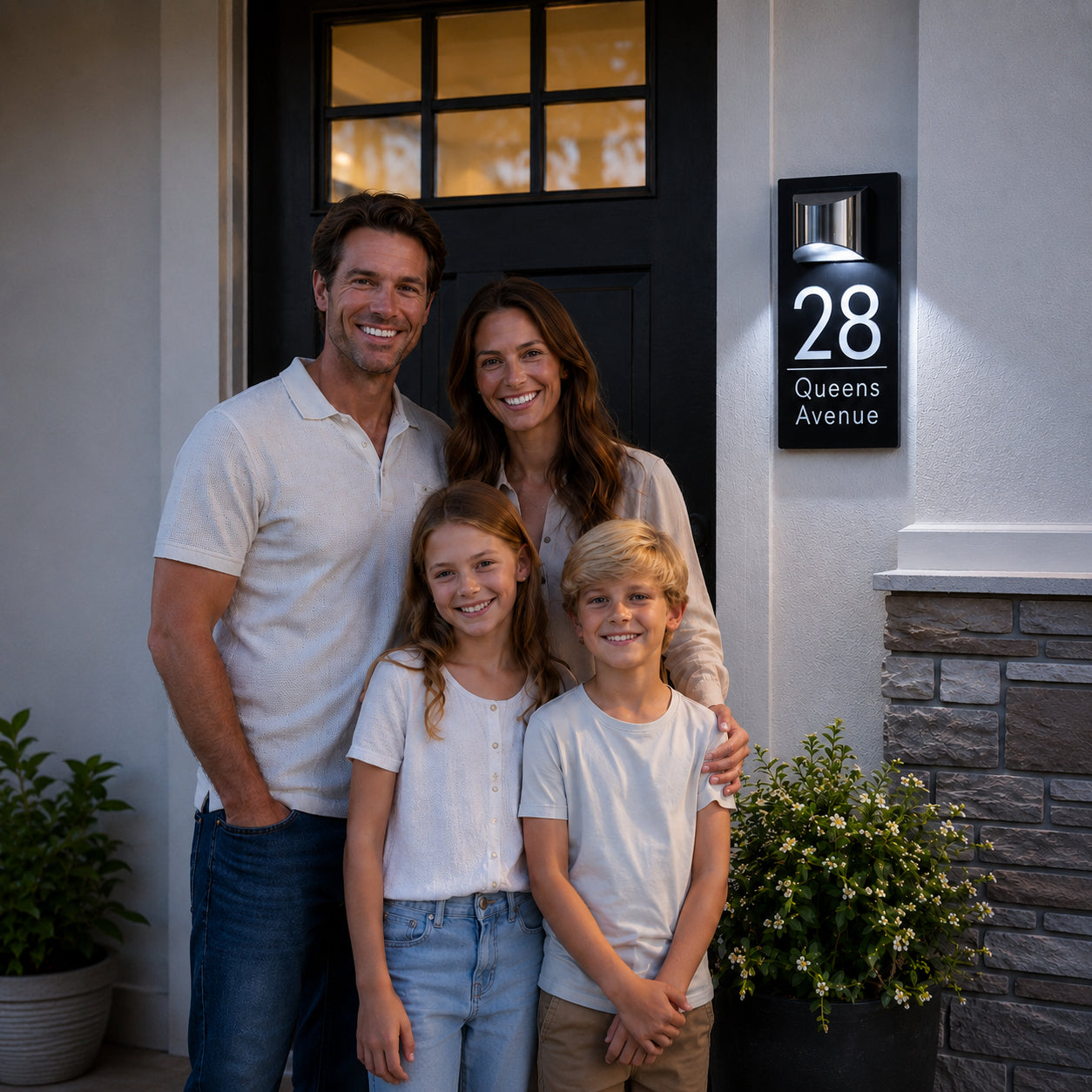 Personalized Solar House Number Sign | Modern LED Address Plaque for Front Door