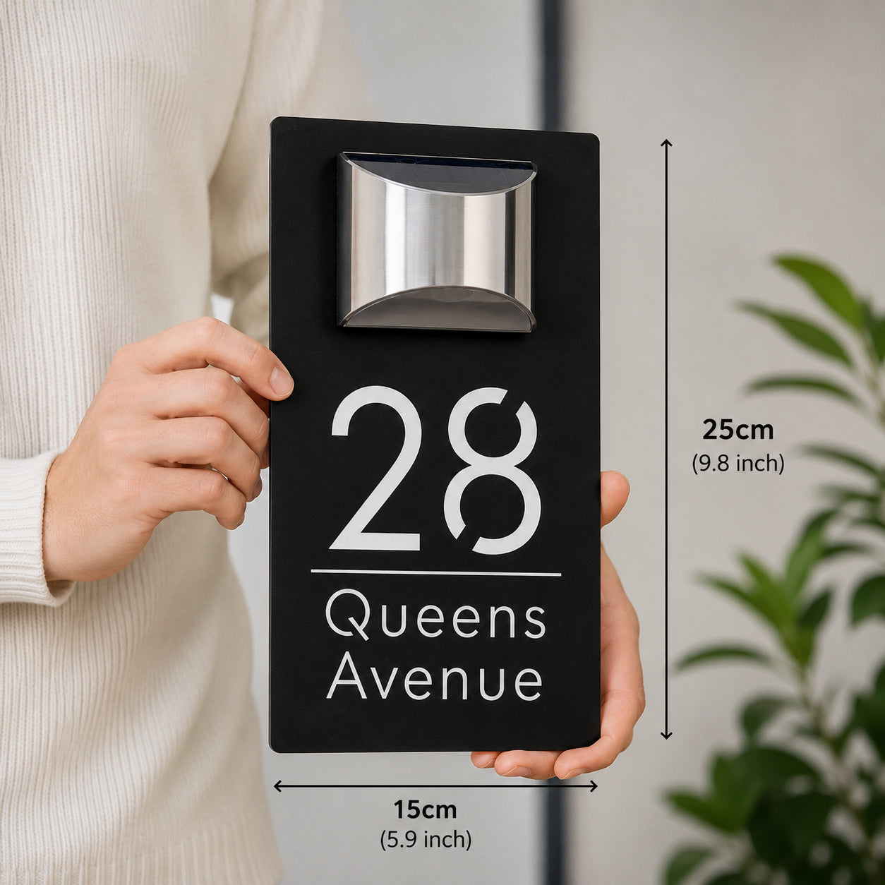 Personalized Solar House Number Sign | Modern LED Address Plaque for Front Door