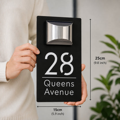 Personalized Solar House Number Sign | Modern LED Address Plaque for Front Door