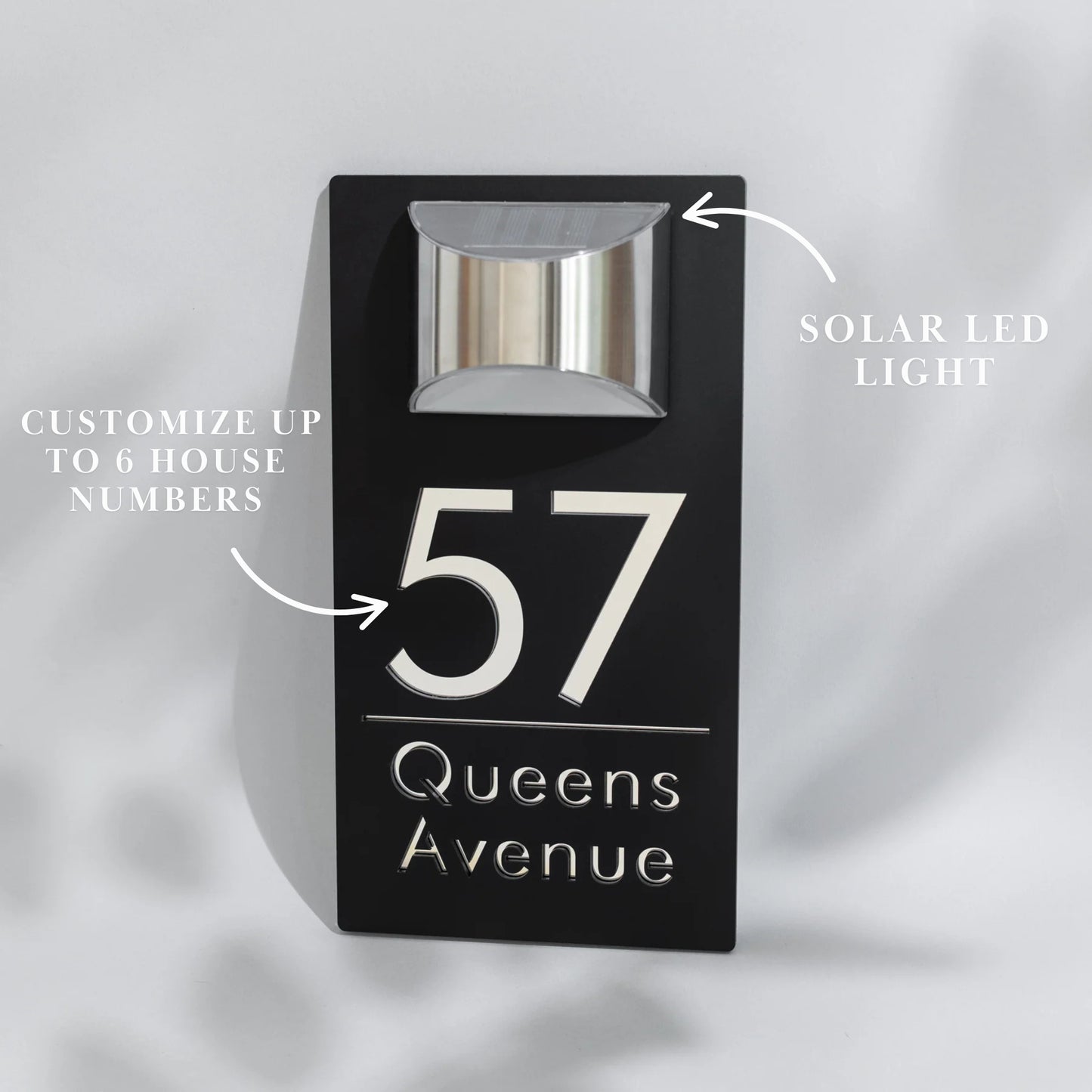 Personalized Solar House Number Sign | Modern LED Address Plaque for Front Door