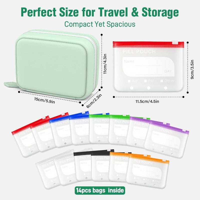 Portable Weekly Pill Organizer Binder | Removable Travel Medicine Pouches