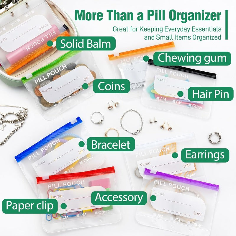 Portable Weekly Pill Organizer Binder | Removable Travel Medicine Pouches