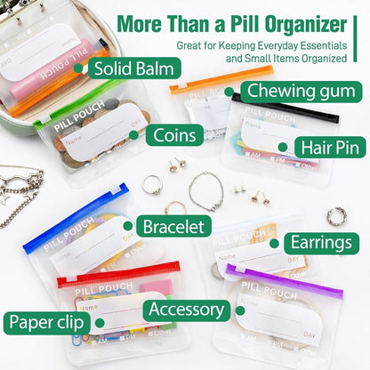 Portable Weekly Pill Organizer Binder | Removable Travel Medicine Pouches