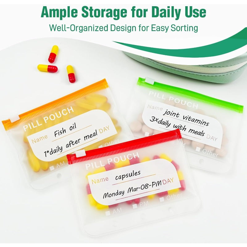 Portable Weekly Pill Organizer Binder | Removable Travel Medicine Pouches
