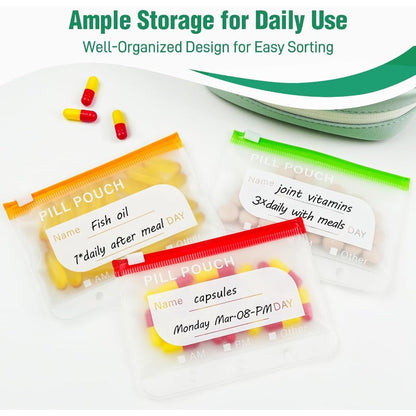 Portable Weekly Pill Organizer Binder | Removable Travel Medicine Pouches