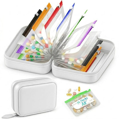 Portable Weekly Pill Organizer Binder | Removable Travel Medicine Pouches