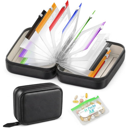 Portable Weekly Pill Organizer Binder | Removable Travel Medicine Pouches