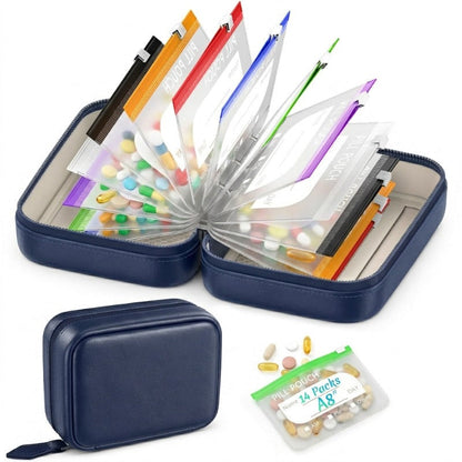 Portable Weekly Pill Organizer Binder | Removable Travel Medicine Pouches