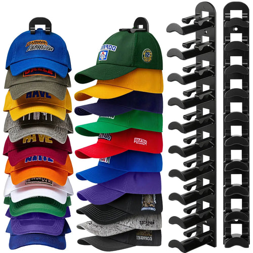 Wall Mounted Hat Rack for Baseball Caps | Space Saving Hat Organizer Holds 10 Hats for Closet & Bedroom