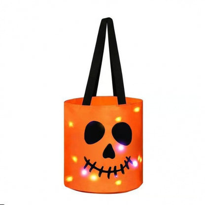 Halloween LED Pumpkin Candy Bag | Glowing Trick Or Treat Handbag For Kids Halloween Party & Costume