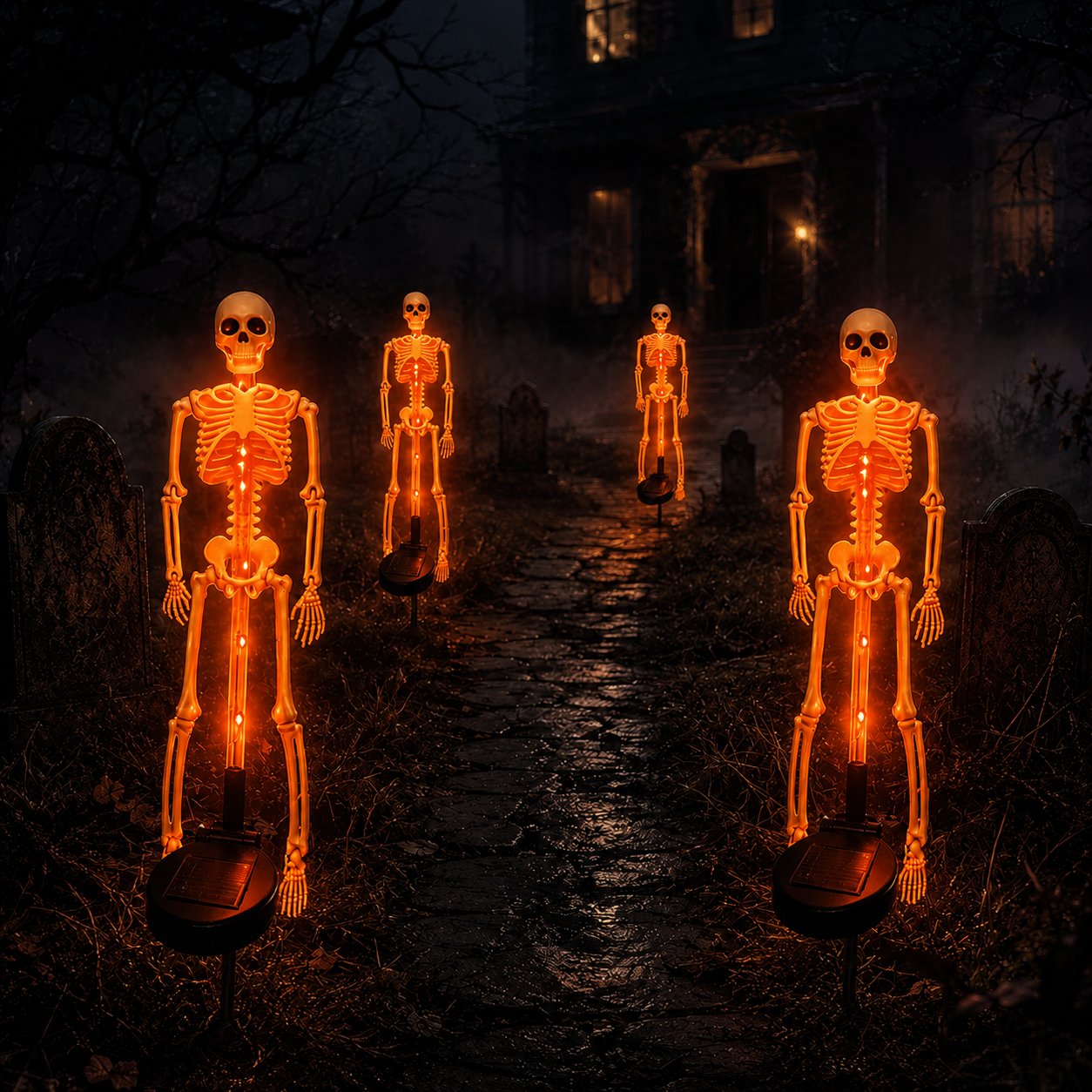 Halloween Skull Solar Garden Lights | Waterproof Outdoor LED Skull Stake Lights for Yard, Lawn & Pathway Decor