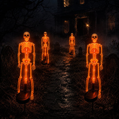 Halloween Skull Solar Garden Lights | Waterproof Outdoor LED Skull Stake Lights for Yard, Lawn & Pathway Decor