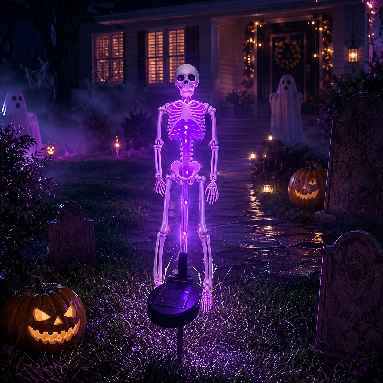 Halloween Skull Solar Garden Lights | Waterproof Outdoor LED Skull Stake Lights for Yard, Lawn & Pathway Decor