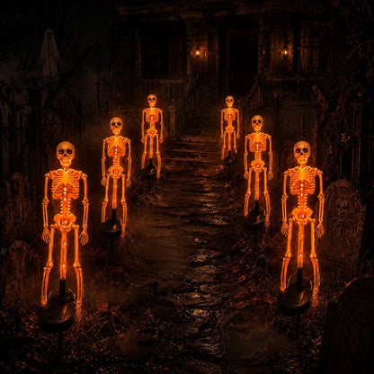 Halloween Skull Solar Garden Lights | Waterproof Outdoor LED Skull Stake Lights for Yard, Lawn & Pathway Decor