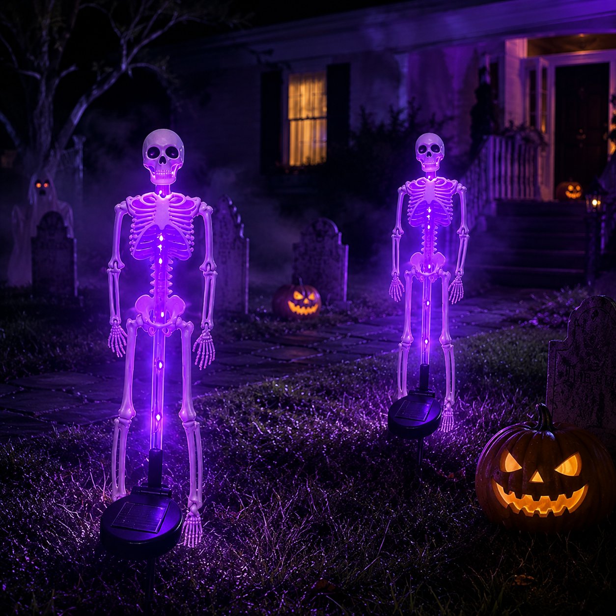 Halloween Skull Solar Garden Lights | Waterproof Outdoor LED Skull Stake Lights for Yard, Lawn & Pathway Decor