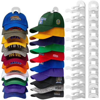 Wall Mounted Hat Rack for Baseball Caps | Space Saving Hat Organizer Holds 10 Hats for Closet & Bedroom