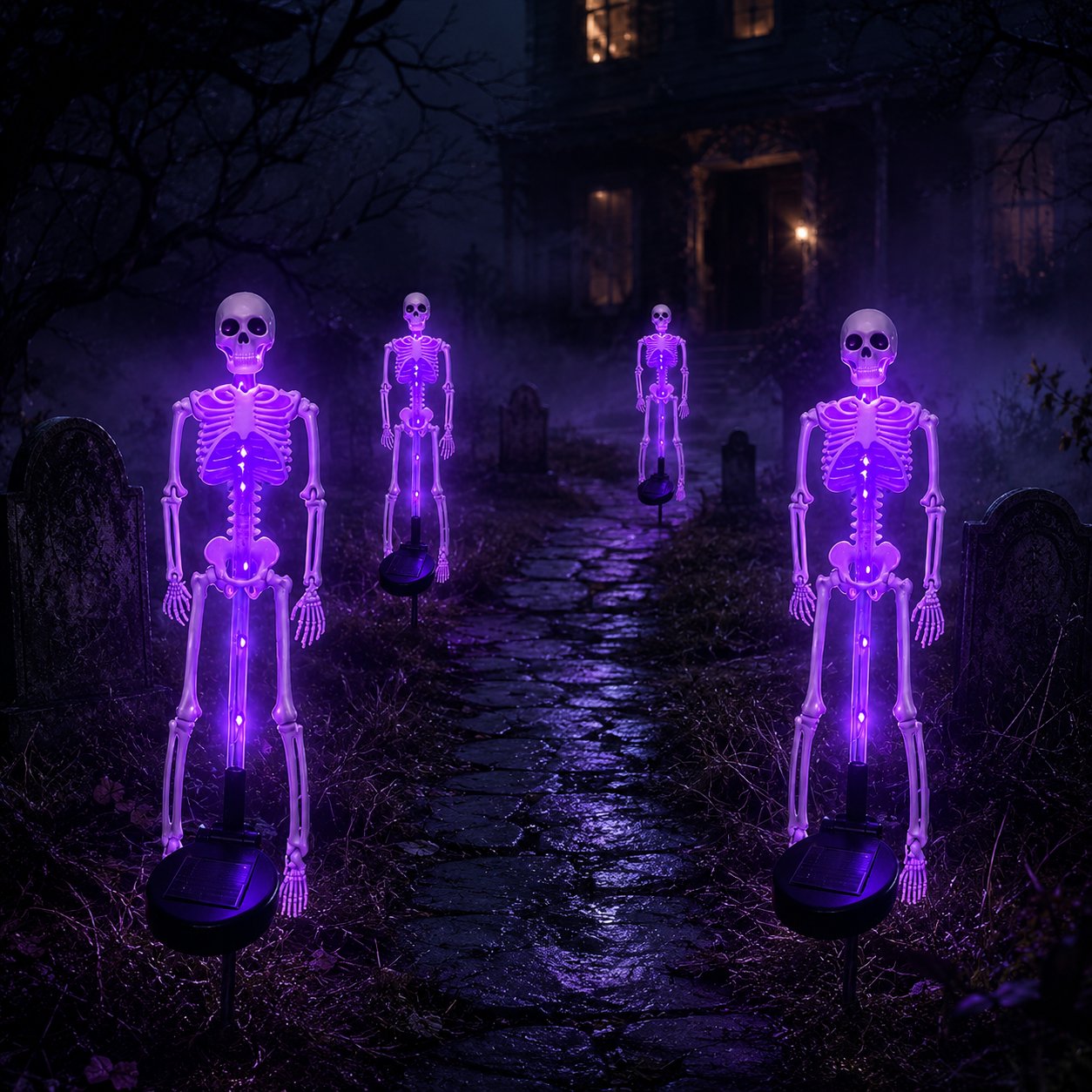Halloween Skull Solar Garden Lights | Waterproof Outdoor LED Skull Stake Lights for Yard, Lawn & Pathway Decor