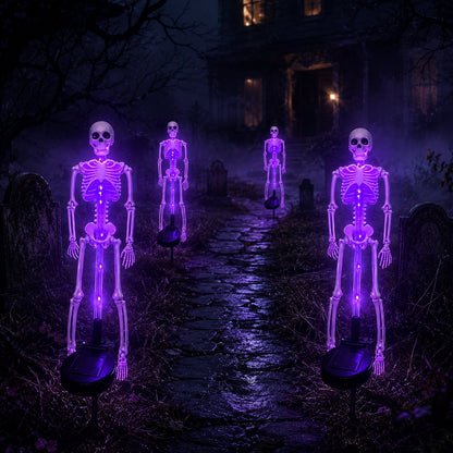 Halloween Skull Solar Garden Lights | Waterproof Outdoor LED Skull Stake Lights for Yard, Lawn & Pathway Decor