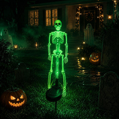 Halloween Skull Solar Garden Lights | Waterproof Outdoor LED Skull Stake Lights for Yard, Lawn & Pathway Decor