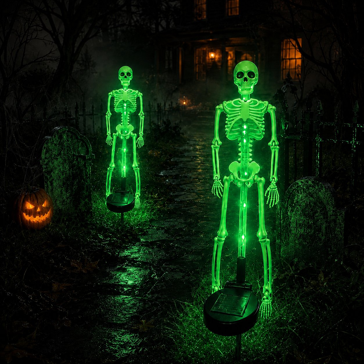 Halloween Skull Solar Garden Lights | Waterproof Outdoor LED Skull Stake Lights for Yard, Lawn & Pathway Decor