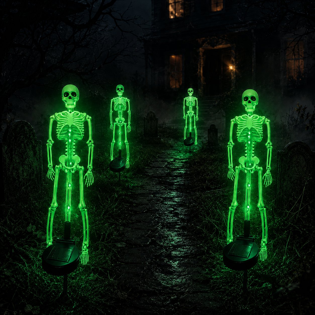 Halloween Skull Solar Garden Lights | Waterproof Outdoor LED Skull Stake Lights for Yard, Lawn & Pathway Decor