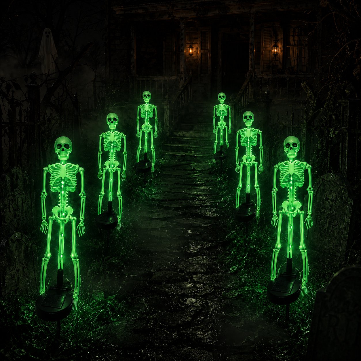 Halloween Skull Solar Garden Lights | Waterproof Outdoor LED Skull Stake Lights for Yard, Lawn & Pathway Decor