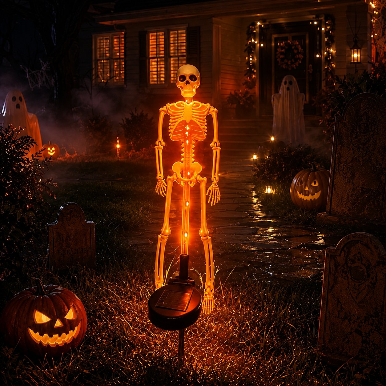 Halloween Skull Solar Garden Lights | Waterproof Outdoor LED Skull Stake Lights for Yard, Lawn & Pathway Decor
