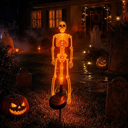 Halloween Skull Solar Garden Lights | Waterproof Outdoor LED Skull Stake Lights for Yard, Lawn & Pathway Decor