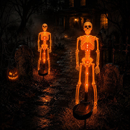 Halloween Skull Solar Garden Lights | Waterproof Outdoor LED Skull Stake Lights for Yard, Lawn & Pathway Decor
