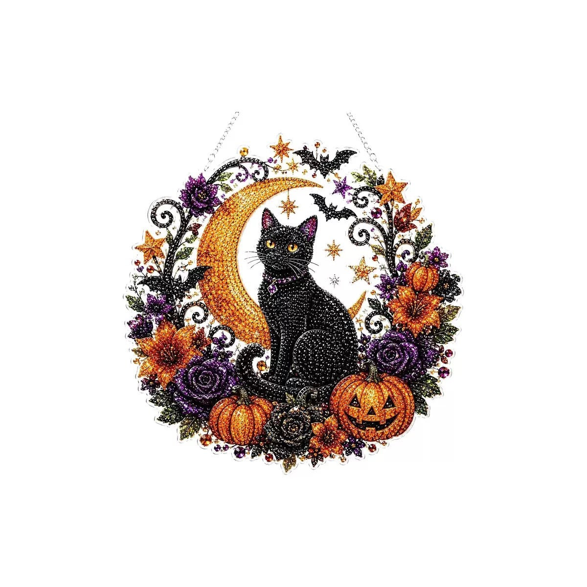 DIY Diamond Painting Kürbis-Türkranz-Set – Herbst- & Halloween-Hängedekoration