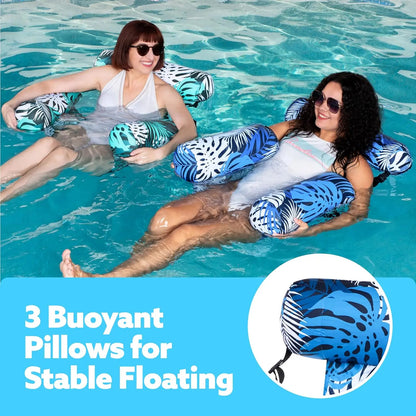 Inflatable Pool Float Chair for Adults | Comfortable Floating Lounge Chair with Backrest & Armrests for Pool & Beach