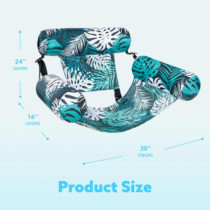 Inflatable Pool Float Chair for Adults | Comfortable Floating Lounge Chair with Backrest & Armrests for Pool & Beach