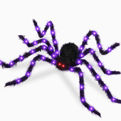 【🎃Halloween sale🎃】Halloween Spider Web Lights Outdoor | LED Spider Web Decoration With Glowing Spider For Yard & Party Decor
