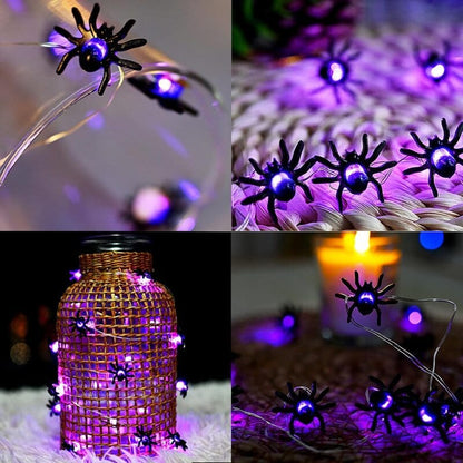【🎃Halloween sale🎃】Halloween Spider Web Lights Outdoor | LED Spider Web Decoration With Glowing Spider For Yard & Party Decor