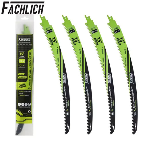 4-Pack 15" Japanese-Tooth Reciprocating Saw Blades | Curved Wood Pruning Blades