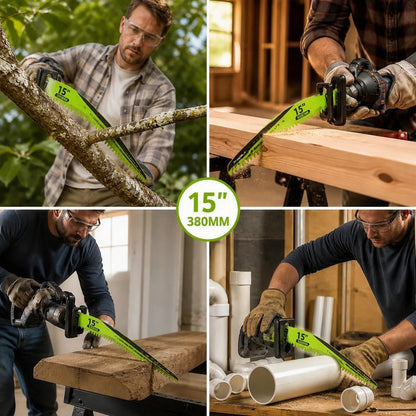 4-Pack 15" Japanese-Tooth Reciprocating Saw Blades | Curved Wood Pruning Blades