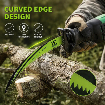 4-Pack 15" Japanese-Tooth Reciprocating Saw Blades | Curved Wood Pruning Blades