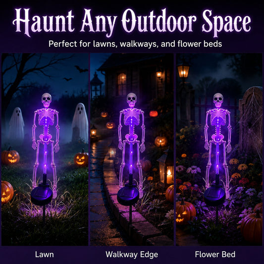 Halloween Skull Solar Garden Lights | Waterproof Outdoor LED Skull Stake Lights for Yard, Lawn & Pathway Decor