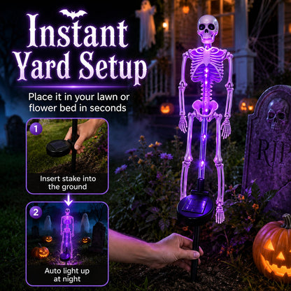 Halloween Skull Solar Garden Lights | Waterproof Outdoor LED Skull Stake Lights for Yard, Lawn & Pathway Decor