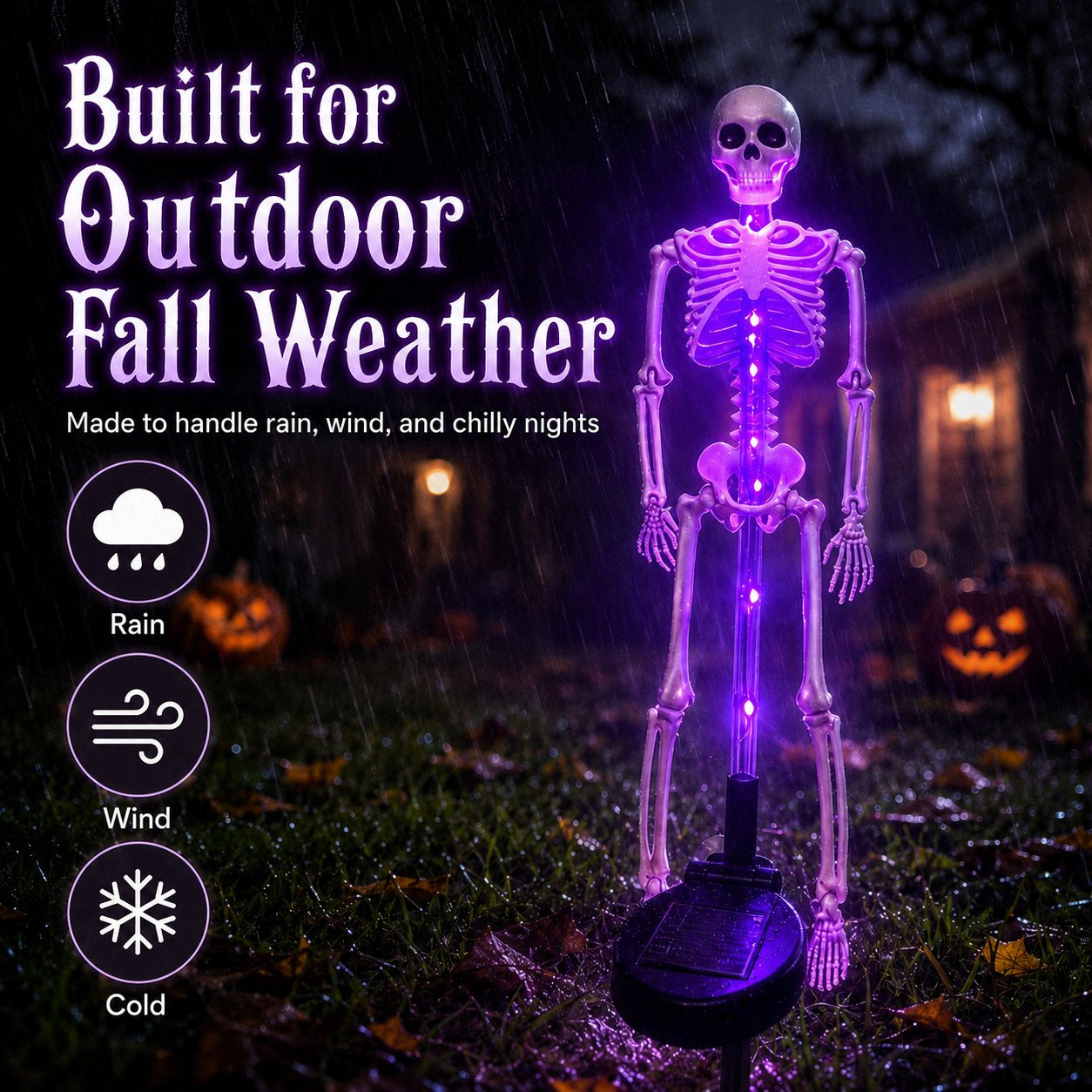 Halloween Skull Solar Garden Lights | Waterproof Outdoor LED Skull Stake Lights for Yard, Lawn & Pathway Decor