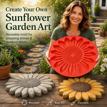 Reusable Sunflower Stepping Stone Mold | DIY Concrete Garden Path Mold For Backyard Decoration