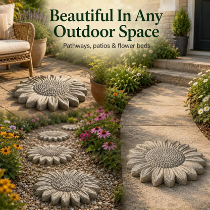 Reusable Sunflower Stepping Stone Mold | DIY Concrete Garden Path Mold For Backyard Decoration