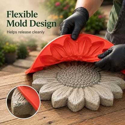 Reusable Sunflower Stepping Stone Mold | DIY Concrete Garden Path Mold For Backyard Decoration