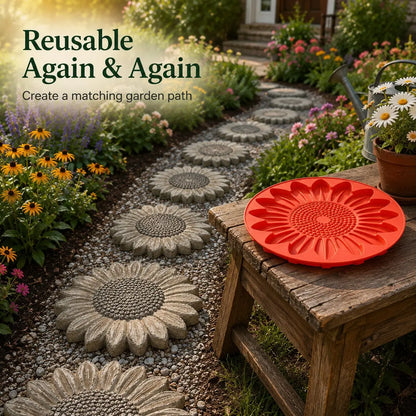 Reusable Sunflower Stepping Stone Mold | DIY Concrete Garden Path Mold For Backyard Decoration